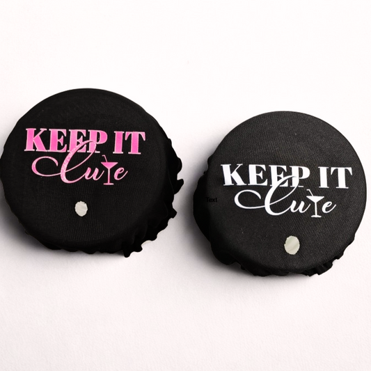 Keep it Cute Drink Covers (2) Black with White lettering
